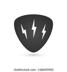 Hard Rock badge or Label with lightning. guitar pick mediator. For hard rock music band festival party signage, prints and stamps. vector illustration.