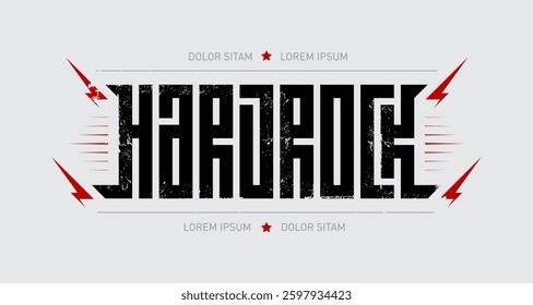 Hard Rock - brutal font for labels, headlines, music posters or t-shirt print. Horizontal label. Hardrock.