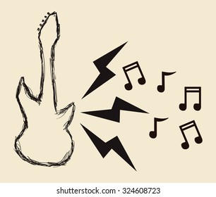 Hard Rock Design With Music Icon Design, Vector Illustration 10 Eps Graphic.