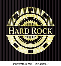 Hard Rock gold badge. Vector Illustration. Detailed.
