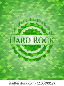 Hard Rock green emblem with triangle mosaic background