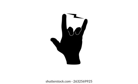 hard rock hand gesture, black isolated silhouette