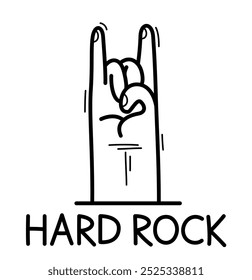 Hard rock and heavy metal devil horns gesture hand vector flat style illustration isolated on white.