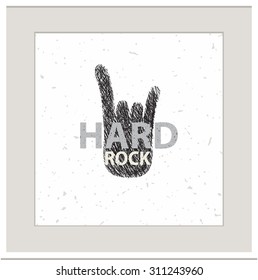 Hard rock horn sign minmalistic in chrome colors