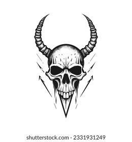 Hard rock metal skull with horns.