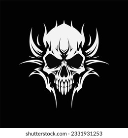 Hard rock metal skull with horns.