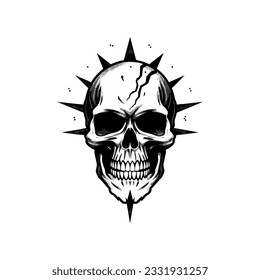 Hard rock metal skull with horns.