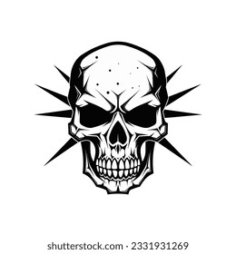 Hard rock metal skull with horns.