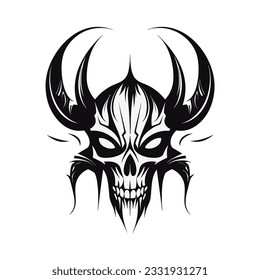 Hard rock metal skull with horns.