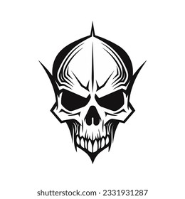Hard rock metal skull with horns.