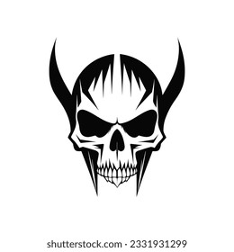Hard rock metal skull with horns.