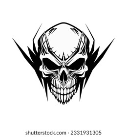 Hard rock metal skull with horns.