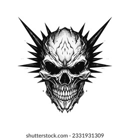 Hard rock metal skull with horns.