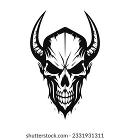 Hard rock metal skull with horns.