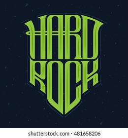 Hard rock music print, hipster vintage label, graphic design with grunge effect, tee print stamp. t-shirt lettering artwork, Vector illustration in flat style isolated from the background, EPS 10