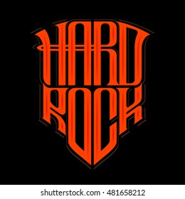 Hard Rock Music Print, Hipster Vintage Label, Graphic Design, Exclusive Font, Tee Print Stamp. T-shirt Lettering Artwork, Vector Illustration In Flat Style Isolated From The Background, EPS 10