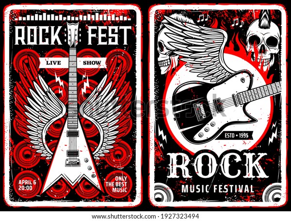 Hard Rock Music Vintage Flyers Heavy Stock Vector (Royalty Free) 1927323494