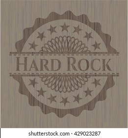 Hard Rock retro style wooden emblem