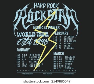 Hard rock and roll vector graphic print design for apparel, posters, background and others.