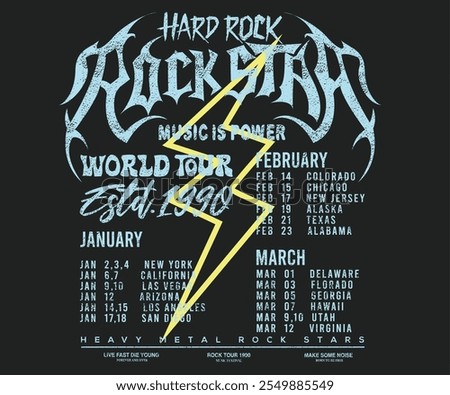 Hard rock and roll vector graphic print design for apparel, posters, background and others.