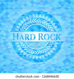 Hard Rock sky blue emblem with mosaic background