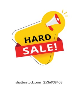 Hard sale banner, announcement lettering modern design. vector.