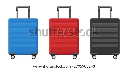 Hard shell suitcase. Travel Suitcases 3d icon set. 3D Vector Illustration