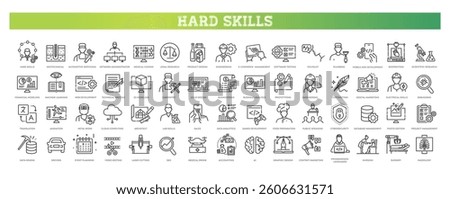 Hard skills line icon set. Vector outline vector