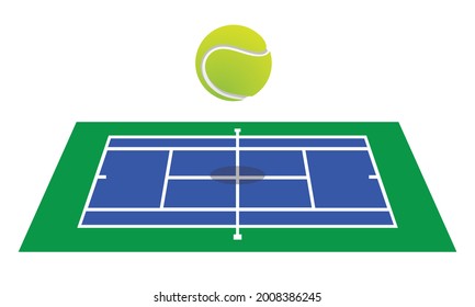 hard tennis court, ball, simple concept, vector illustration