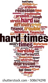 Hard times word cloud concept. Vector illustration