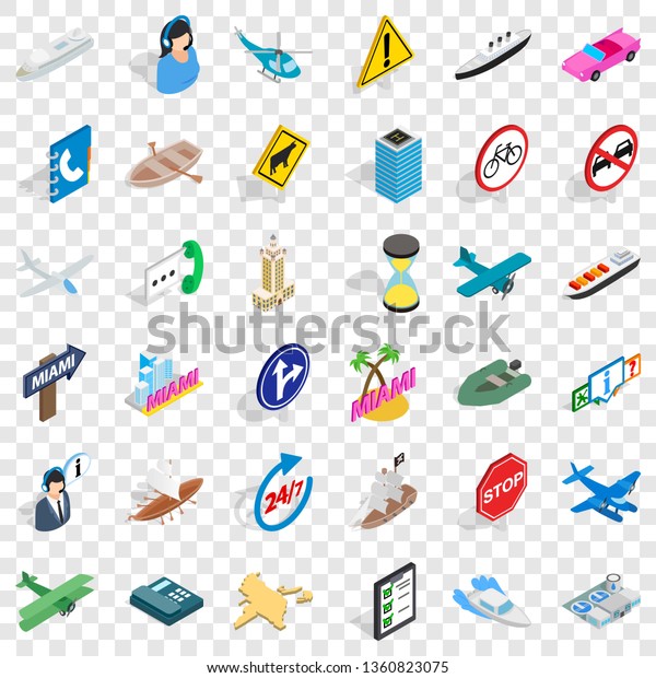 Hard traffic icons set. Isometric\
style of 36 hard traffic vector icons for web for any\
design