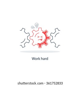 Hard work concept, business integration, never give up, under pressure, vector line icon