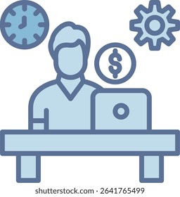 Hard Work Filled Blue Tone Icon