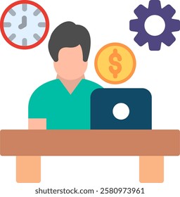 Hard Work Flat Illustration Vector Design