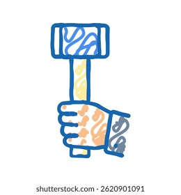hard work hammer succes challenge doodle icon sketch vector. hard work hammer succes challenge sign. isolated symbol illustration