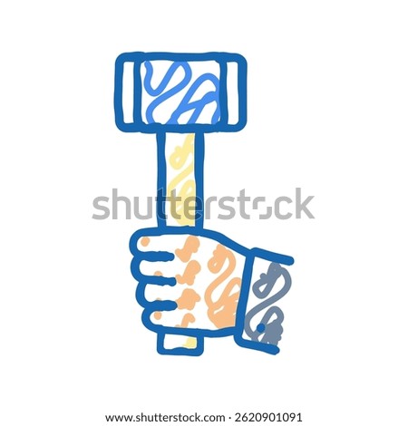 hard work hammer succes challenge doodle icon sketch vector. hard work hammer succes challenge sign. isolated symbol illustration