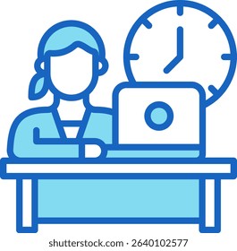 Hard Work Icon Blue Vector Illustration