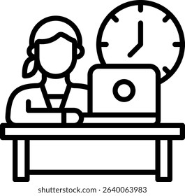 Hard Work Icon Line Vector Illustration