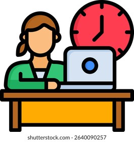 Hard Work Icon Lineal Color Vector Illustration