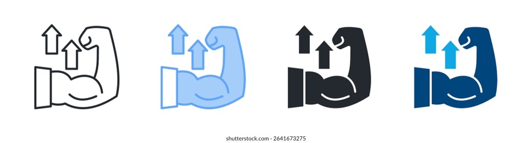 Hard Work Icon Set Multiple Style. Design In Outline, Blue, Glyph, Dualtone
