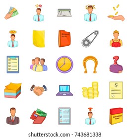 Hard work icons set. Cartoon set of 25 hard work vector icons for web isolated on white background
