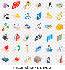 Hard work icons set. Isometric style of 36 hard work vector icons for web for any design