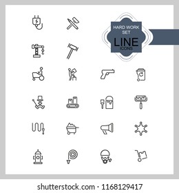 Hard work icons. Set of  line icons. Courier, criminal, policeman. Occupation symbols concept. Vector illustration can be used for topics like business, service