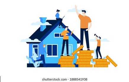 hard work manage finances save for future investment to buy a house vector illustration concept template background can be use for presentation web banner UI UX landing page