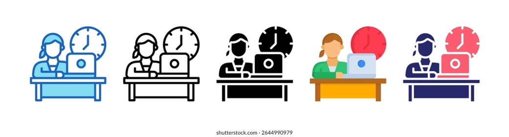 Hard Work Multiple Style Icon Set Collection.