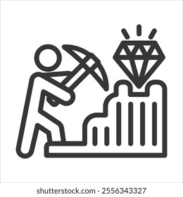 Hard Work Outline Icon Vector Illustration