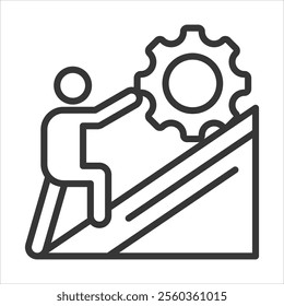 Hard Work Outline Icon Vector Illustration