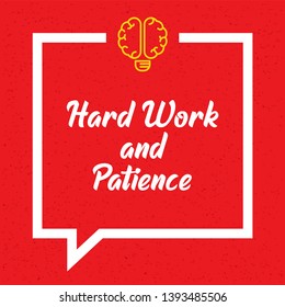 Trabajo Duro Y Paciencia. Inspiradora plantilla de póster de presupuesto de motivación creativa. Concepto De Diseño De Banner De Típografía Vectorial En Fondo De Textura Grunge