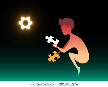 Hard to work. Vector composition in gradient style