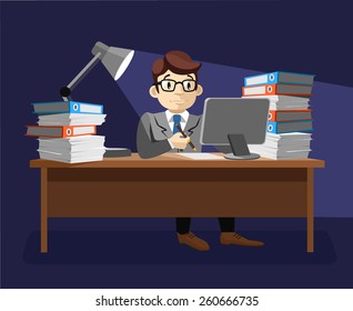 Hard work. Vector flat illustration